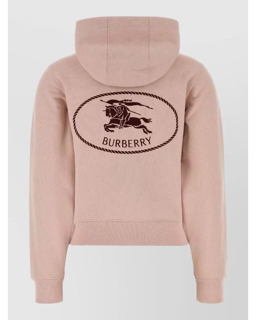 Burberry Natural Cotton Hooded Sweatshirt Kangaroo Pocket Design