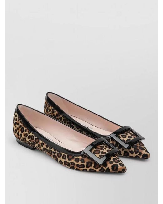 Roger Vivier Multicolor Animal Print Ballerina Shoes Buckle Detail