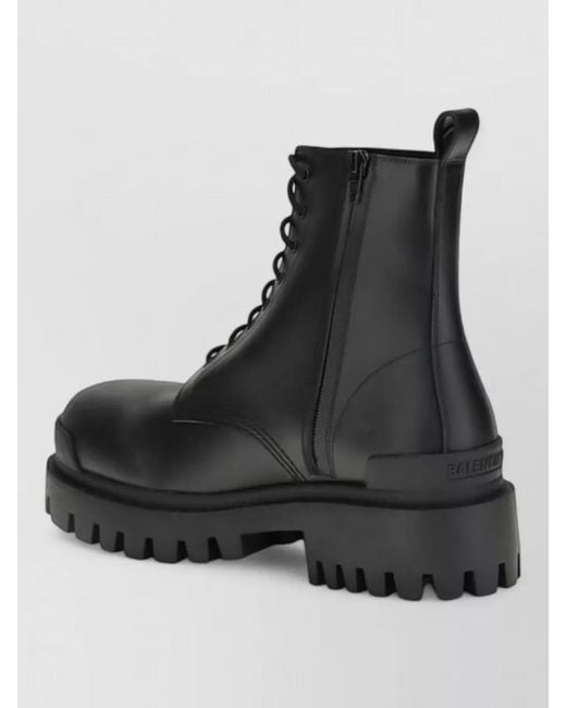 Balenciaga Black Calf Leather Lace-Up Boots for men