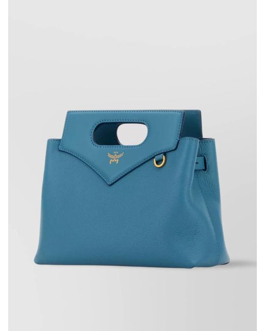 MCM Blue Soft Diamond Mini Leather Shoulder Bag