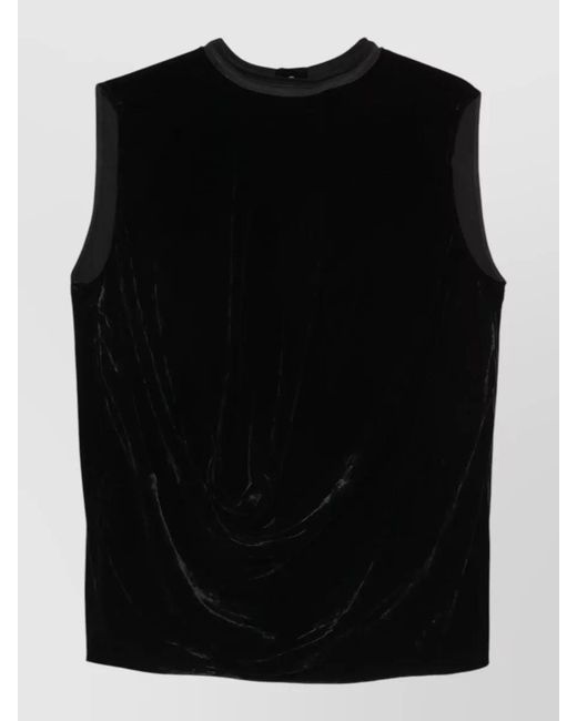 Rick Owens Black Velvet Long Dress High Neck Draped