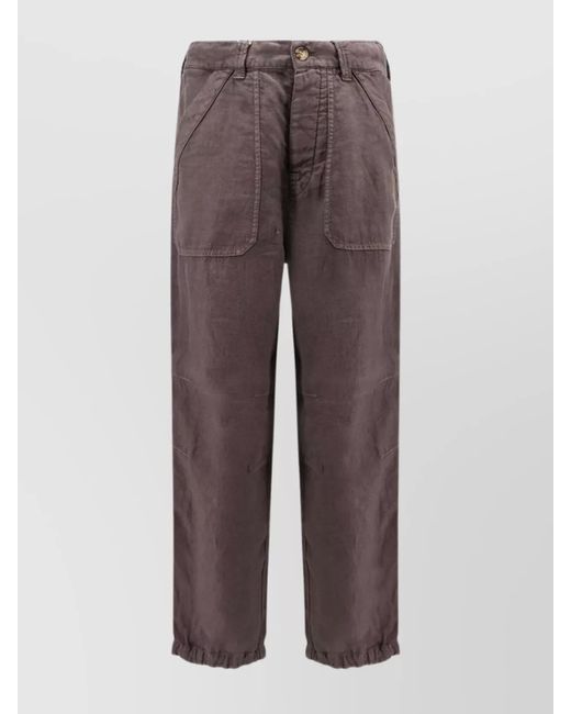 Brunello Cucinelli Brown Drawstring Linen Relaxed Fit Trousers for men