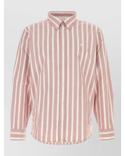 Carhartt Pink Oxford Deven Shirt Long Sleeves Striped for men