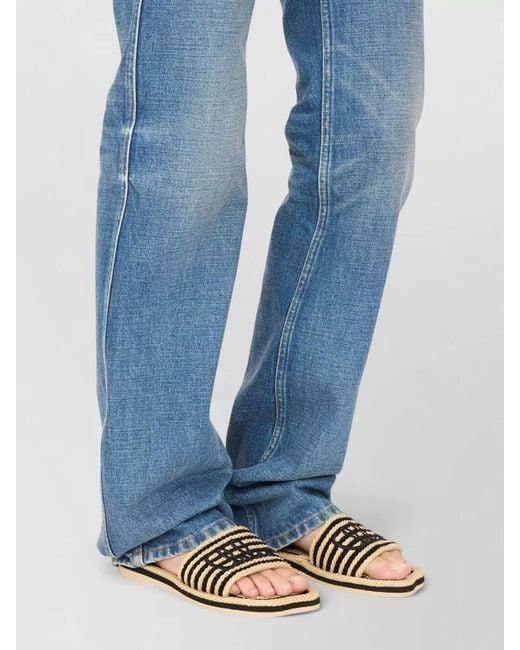 Chloé Metallic Braided Rope Flat Sole Open Toe Slides