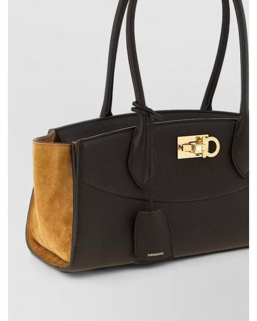 Ferragamo Black The Studio Soft Medium Leather Tote Bag