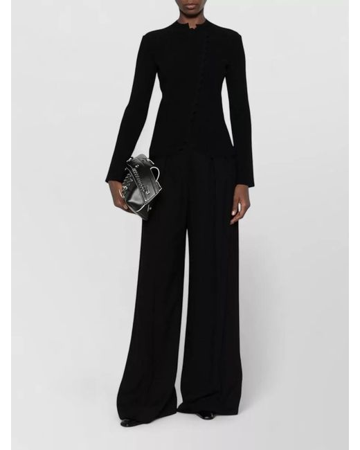 Emporio Armani Black Textured Tailored Jacket Round Neck Scalloped