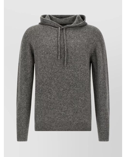 Roberto Collina Gray Ribbed Hem And Cuffs Hooded Knitwear for men