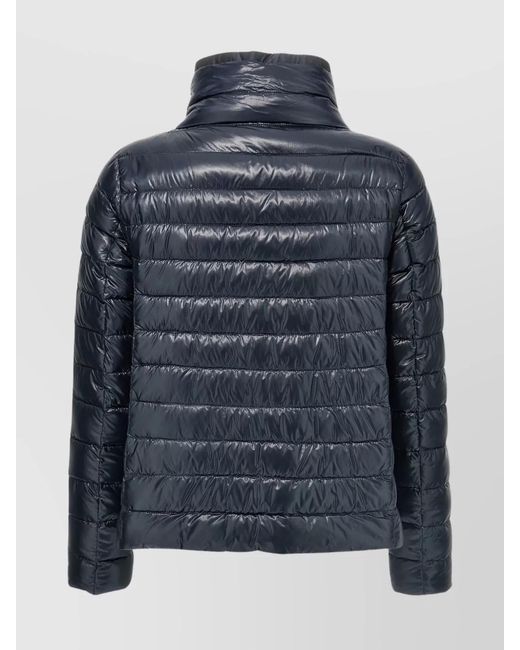 Herno Blue Reversible Jacket Quilted Drawstring Detail