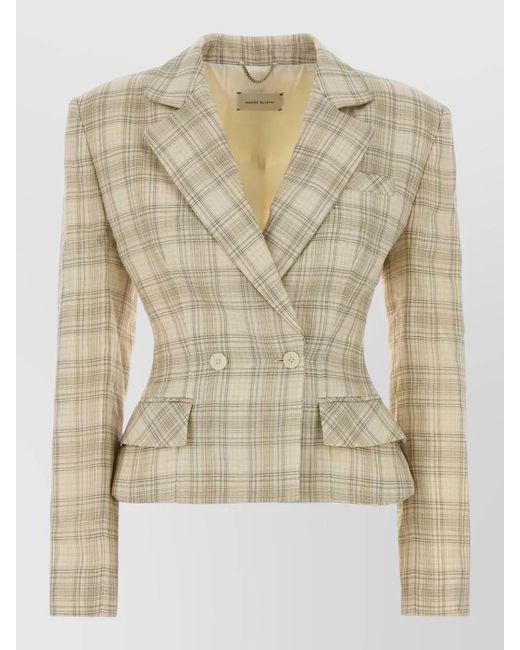 Magda Butrym Natural Cotton Blazer Tailored Waist Embroidered Detail