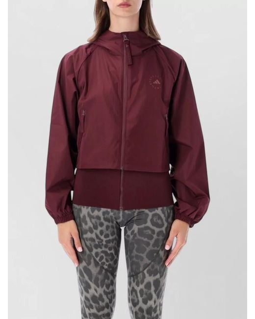 Adidas By Stella McCartney Red Cropped Hooded Track Jacket