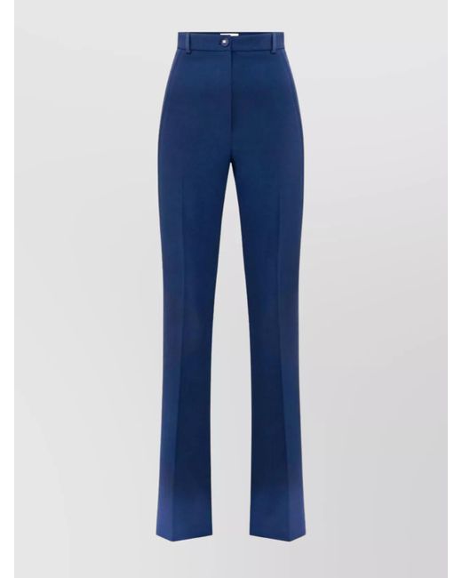 Elisabetta Franchi Blue High Waist Wide Leg Trousers With Side Slits