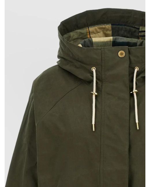 Barbour Green Hawkridge Hooded Rain Jacket Drawstring Hem