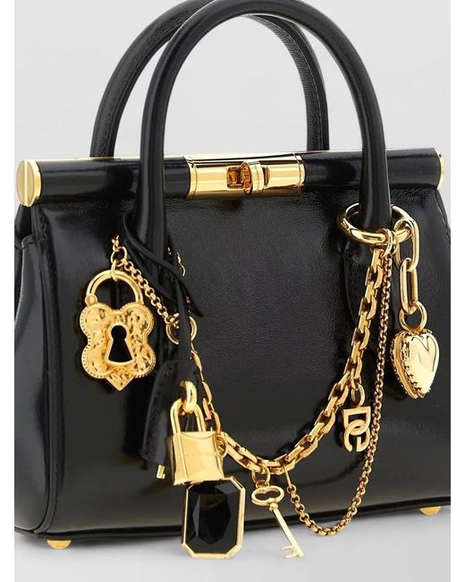 Dolce & Gabbana Black Marlene Mini Shoulder Bag Charms Chain Handle