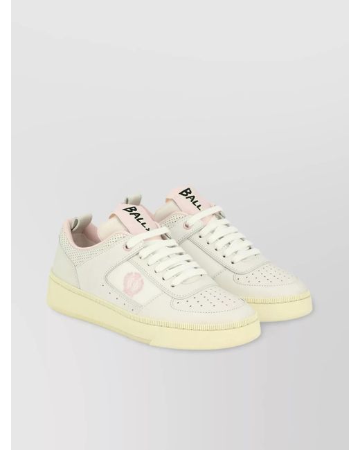 Bally Natural Perforated Pull Tab Rubber Sole Sneakers