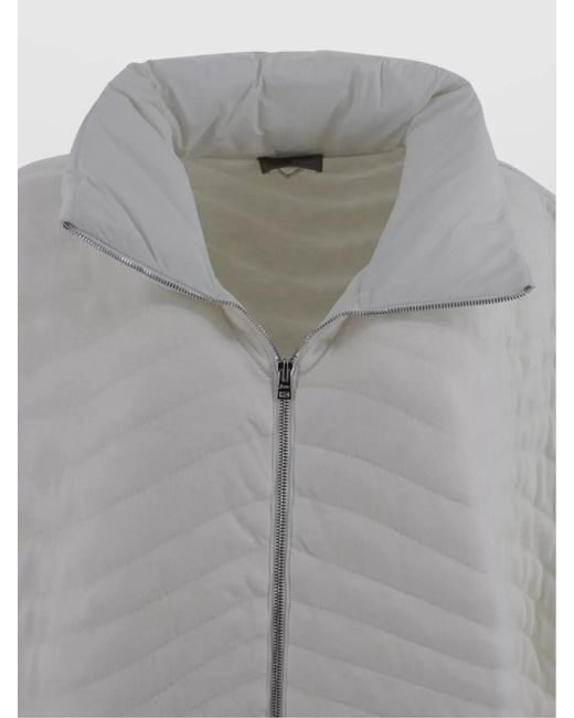 Herno Gray Quilted Short-Sleeve Funnel-Neck Puffer Poncho for men