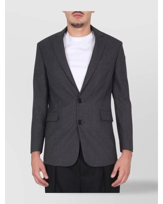 Aspesi Blue Single-Breasted Virgin Wool Blazer for men