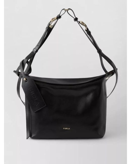 Furla Black Shoulder Bag Adjustable Strap Tone Hardware
