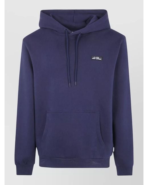 Les Deux Blue Hooded Sweatshirt Patch Detail Kangaroo Pocket for men