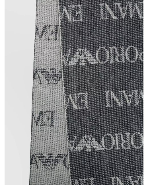 Emporio Armani Gray Wool Blend Scarf for men