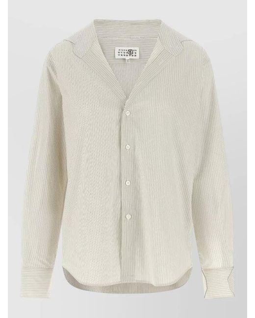 MM6 by Maison Margiela White Trompe Loeil Striped Shirt Long Sleeves