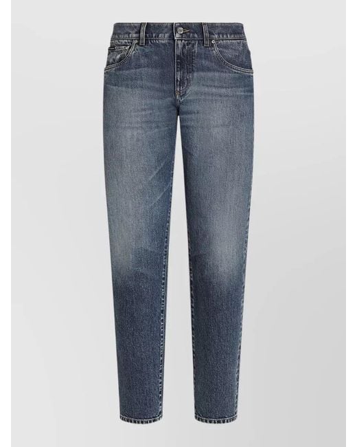 Dolce & Gabbana Blue Slim-Fit Tapered Denim Jeans for men