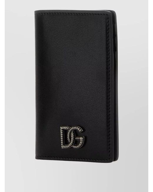 Dolce & Gabbana Black Leather Card Holder for men