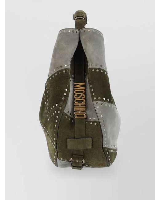 Moschino Multicolor Top Handle Shoulder Bag Studded Patchwork
