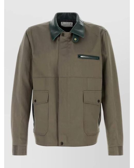 Sacai Green Cotton Jacket for men