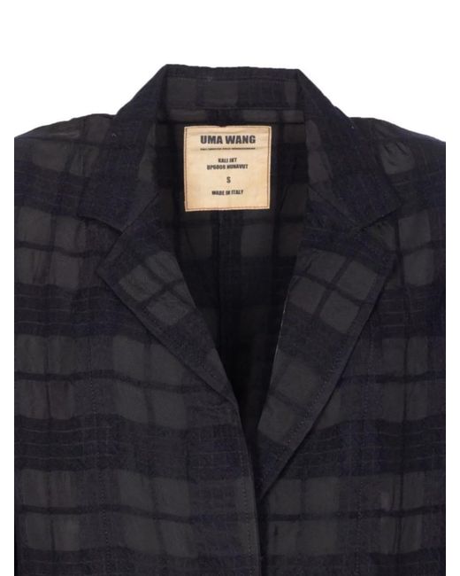 Uma Wang Blue Virgin Wool V-Neck Blazer