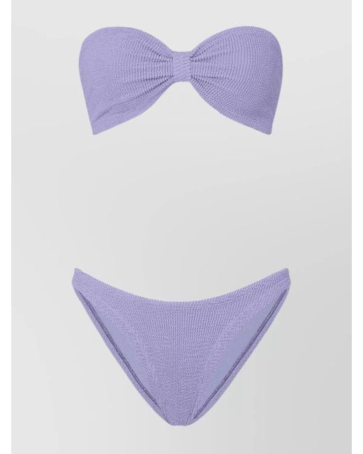 Hunza G Purple Knot Detail Bandeau Swimsuit