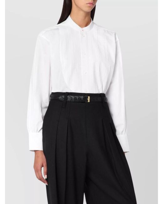 Victoria Beckham White Organic Cotton Shirt Pleated Detail