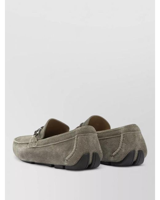 Ferragamo Gray Suede Leather Driver Loafers for men