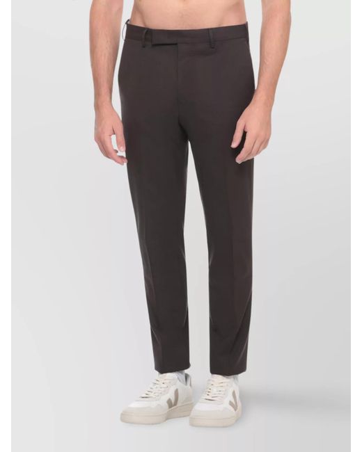 PT Torino Gray Virgin Wool Straight-Leg Tailored Trousers for men
