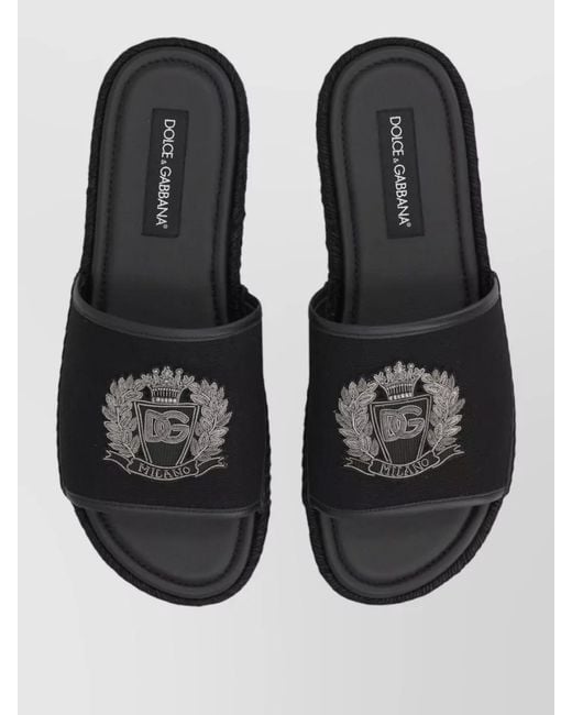 Dolce & Gabbana Gray Logo Espadrille Sandal Textile Braided Sole for men