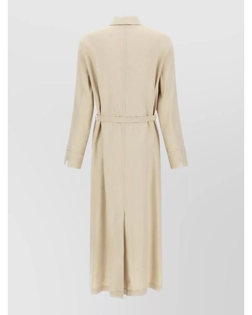 Max Mara Natural Nordica Coat Belted Waist Collared Neck