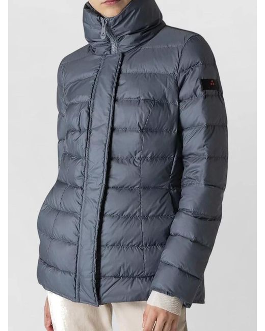 Peuterey Blue High Collar Quilted Jacket Long Sleeves Pockets