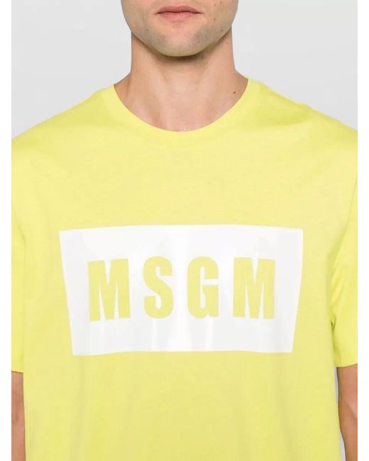 MSGM Yellow Short Sleeve T-Shirt for men