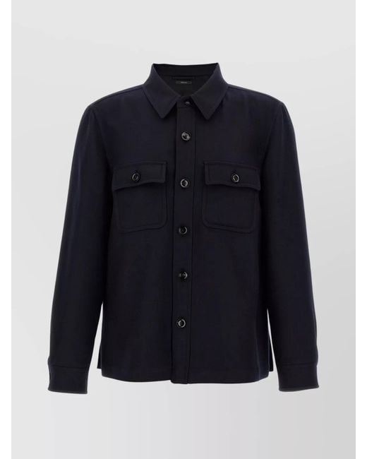 Tom Ford Blue Silk Blend Overshirt for men