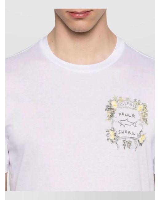 Paul & Shark White Capri Embroidery X-Soft Jersey T-Shirt for men