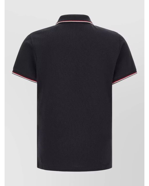 Moncler Black Contrast Collar Polo Shirt Short Sleeves for men