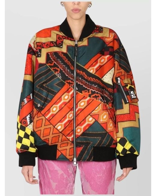 Etro Red Patchwork Bomber Jacket