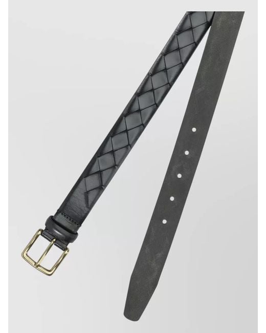 Officine Creative Gray Oc Strip Leather Belt Adjustable Woven for men
