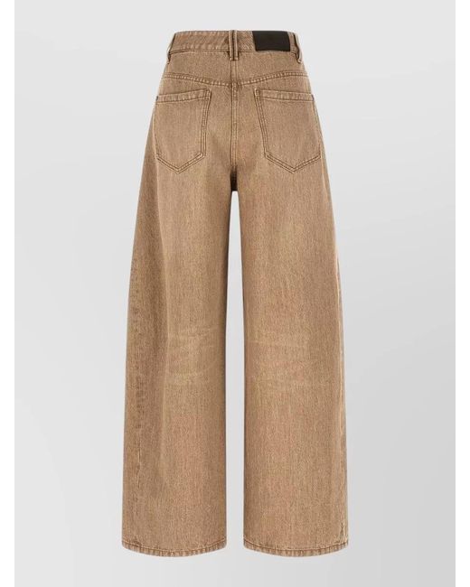 Brunello Cucinelli Natural Wide Leg Jeans Belt Loops Pockets