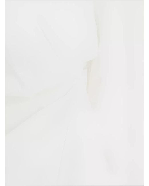 The Attico White Cotton Gathered Plunge Mini Dress