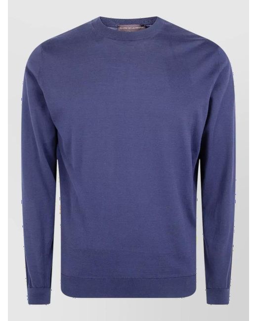 Filippo De Laurentis Blue Cotton Crew-Neck Long-Sleeve Jumper for men