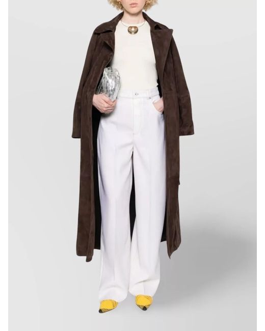 Bottega Veneta White Wool Wide-Leg Trousers