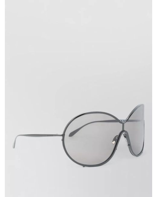 Alaïa Gray Round Metal Sunglasses Oversized Frame Temples