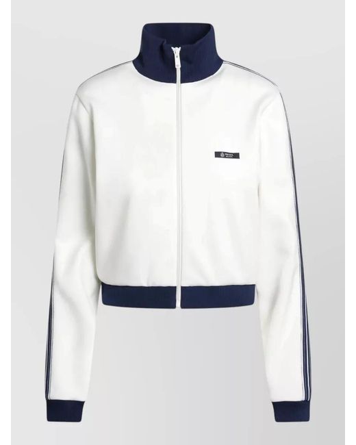 Prada White High Collar Jacket Long Sleeves Trim