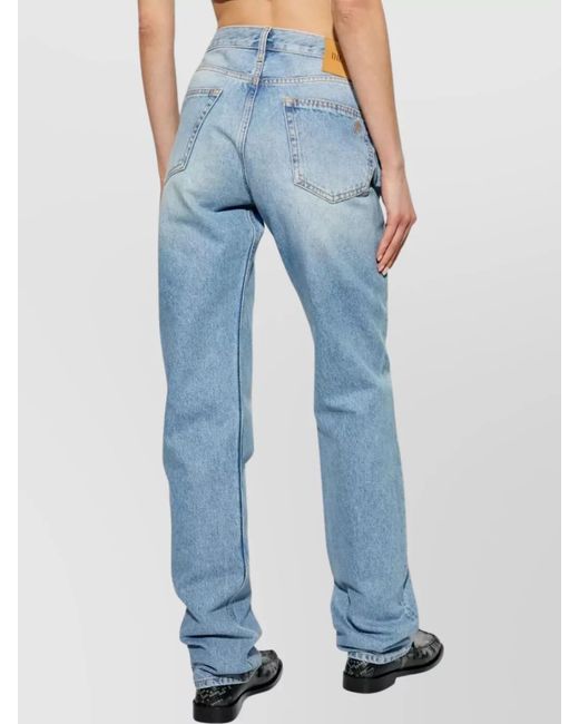 The Attico Blue Coated Straight-Leg Boyfriend Jeans