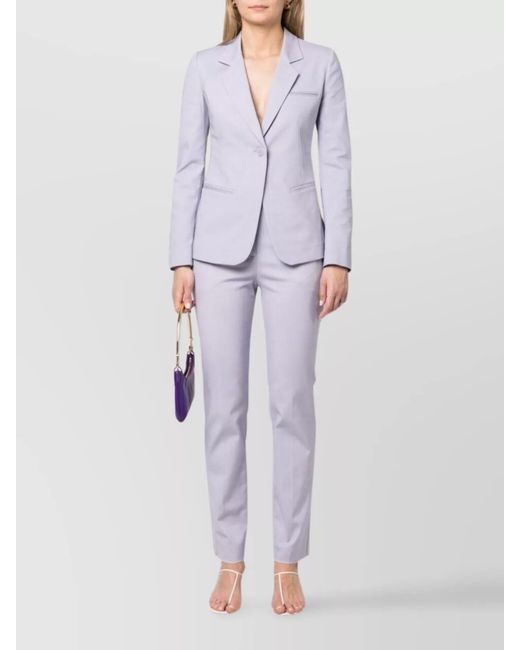 Emporio Armani Purple Cotton Blend Single-Breasted Blazer Jacket